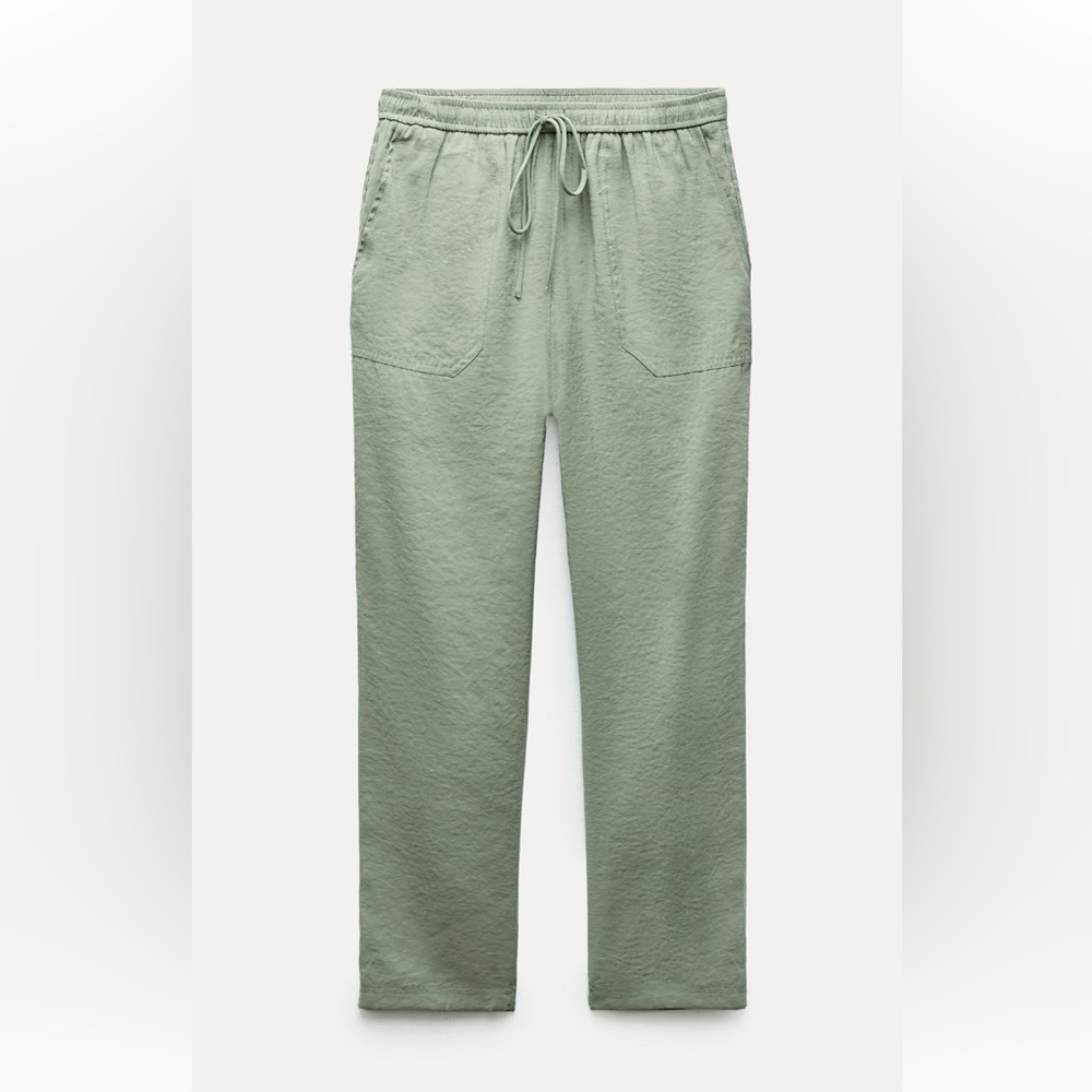 New Zara Flowy ankle jogger pants trousers / dark mint green  sz M light pants